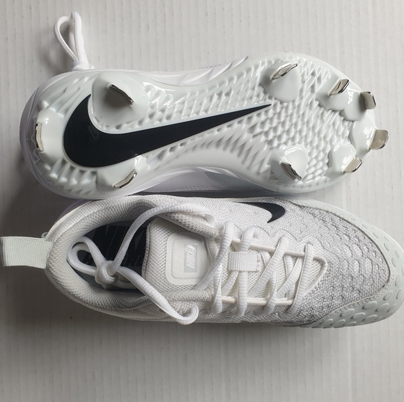 Nike Wm's Lunar Hyperdiamond 2 Pro White Softball Cleats w/ 9 Metal Spikes 5.5 - Picture 13 of 16